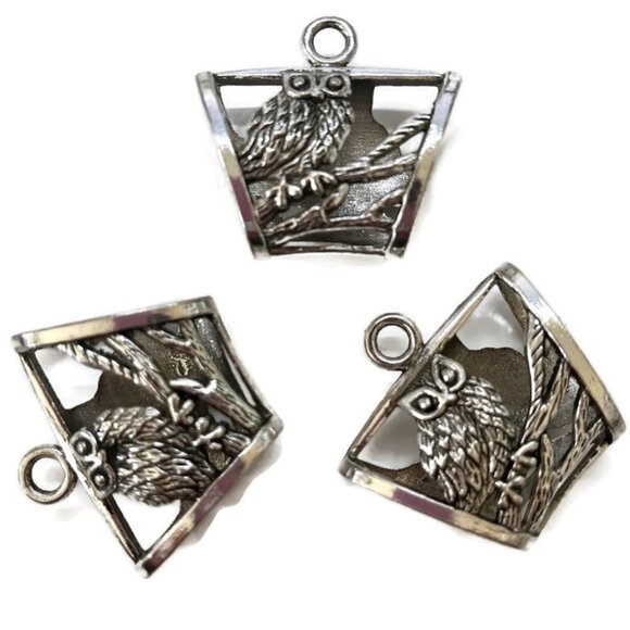 As Low As $2 Large Scarf Tibetan Style Hanger Bail Scarf Tube Carved Owl (1) - Picture 3 of 5